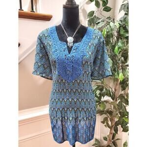 Avenue Women's Blue Polyester Sweetheart Neck Sleeveless Top Blouse Size 22/24